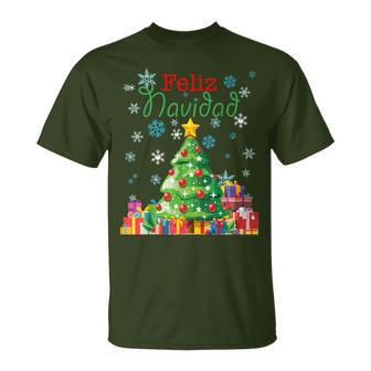 Cute Feliz Navidad Christmas Tree T-Shirt - Monsterry UK