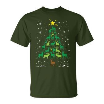 Deer Buck Hunting Holiday Family Matching Christmas Tree T-Shirt - Monsterry