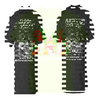 Everything Is Fine Office Staff Crew Cute Christmas Gnomie T-Shirt - Thegiftio UK