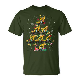 Excavator Christmas Tree Excavator Lover Farmer X-Mas T-Shirt - Monsterry UK