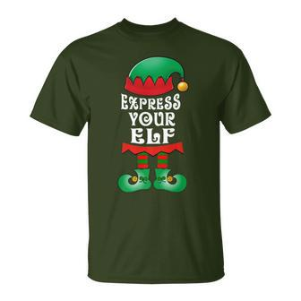 Express Your Elf Elves Pun Christmas T-Shirt - Monsterry CA