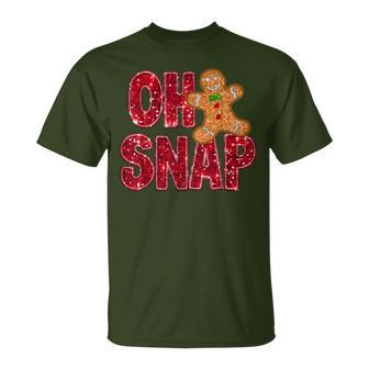 Faux Sequins Oh Snap Christmas Gingerbread Family Matching T-Shirt - Seseable