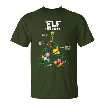 Food Groups Elf Buddy Christmas Pajama Xmas T-Shirt - Monsterry