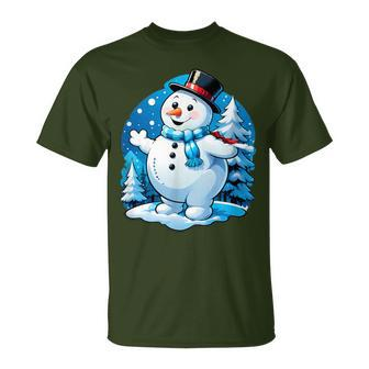 Frosty Friends Christmas Snowman In Winter Wonderland T-Shirt | Seseable CA
