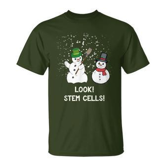 Biologist Christmas Science Snowman Stem Cells T-Shirt - Monsterry DE