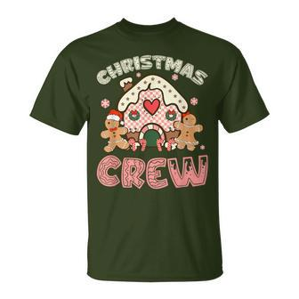 Christmas Crew Gingerbread In Candy House Cute Xmas T-Shirt - Seseable