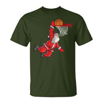 Christmas Lover Santa Claus Dunking Basketball Player T-Shirt | Mazezy