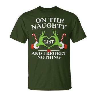 Christmas On The Naughty List And I Regret Nothing T-Shirt | Mazezy