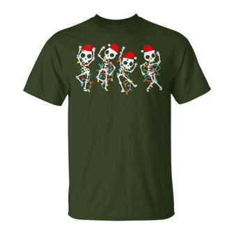 Christmas Skeleton Dancing Xmas Light Music Christmas T-Shirt - Monsterry AU