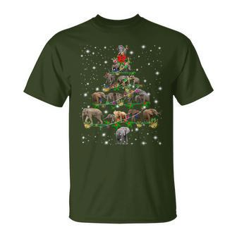 Elephants Christmas Tree Ornament Decor T-Shirt - Monsterry AU