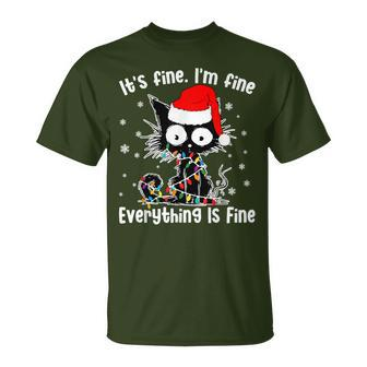 Its Fine Im Fine Everything Fine Cat Christmas T-Shirt - Monsterry UK