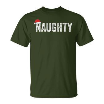 Matching Couples Naughty Nice Christmas His And Hers T-Shirt - Monsterry DE