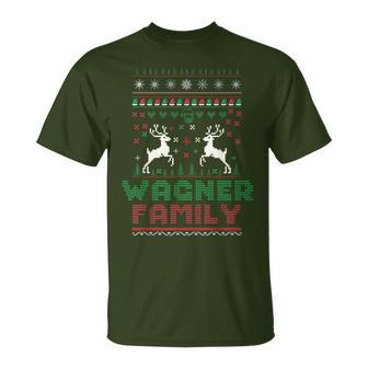 Matching Ugly Christmas Family Name Wagner T-Shirt - Seseable
