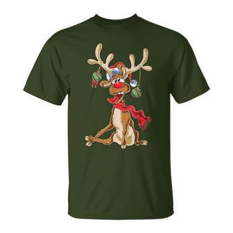 Reindeer Christmas Antlers Short Sleeve T-Shirt - Seseable