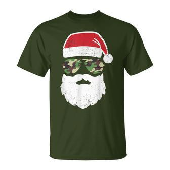 Santa Claus Face Sunglasses Camo Camouflage T-Shirt - Thegiftio UK