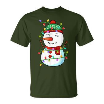 Snowman Christmas Xmas Light Snowman Christmas T-Shirt - Seseable