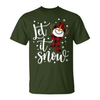 Snowman Let It Snow Snowflakes Merry Christmas T-Shirt - Monsterry DE