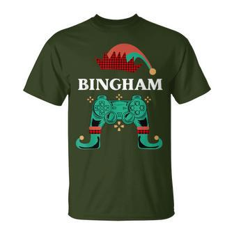 Gamer Elf Custom Name Bingham Christmas Legendary Video Game T-Shirt - Monsterry