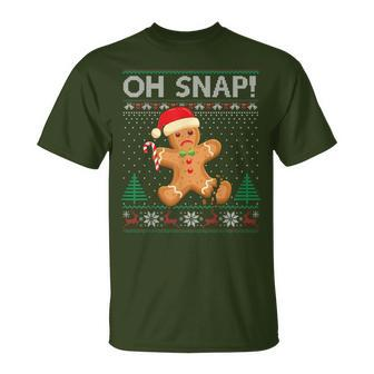 Gingerbread Man Cookie Ugly Sweater Oh Snap Christmas T-Shirt | Mazezy AU