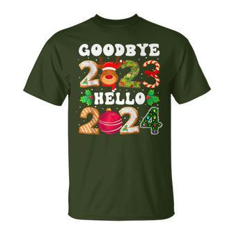Goodbye 2023 Hello 2024 Happy New Year Christmas Xmas T-Shirt | Mazezy UK
