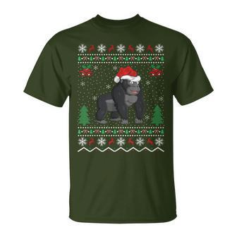 Gorillas Lover Xmas Ugly Gorilla Christmas T-Shirt - Monsterry UK