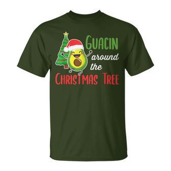 Guacin Around The Christmas Tree Avocado Pj Mexican Navidad T-Shirt - Monsterry