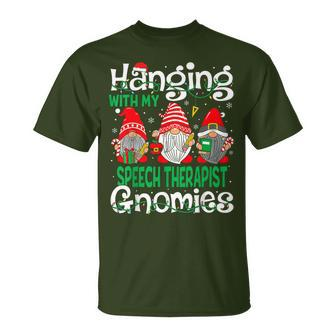 Hanging With My Speech Therapist Gnomies Gnomes Christmas T-Shirt - Seseable