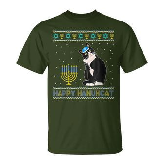 Happy Hanukcat Ugly Hanukkah Costume Cat Chanukah Jewish T-Shirt | Mazezy AU