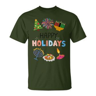 Happy Holidays Diwali Kwanzaa Hanukkah Christmas T-Shirt | Mazezy