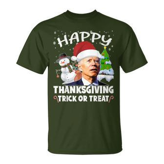 Happy Thanksgiving Trick Or Treat Joe Biden Santa Christmas T-Shirt | Mazezy