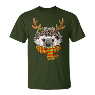 Hedgehog Christmas Reindeer Antlers Xmas T-Shirt - Monsterry DE