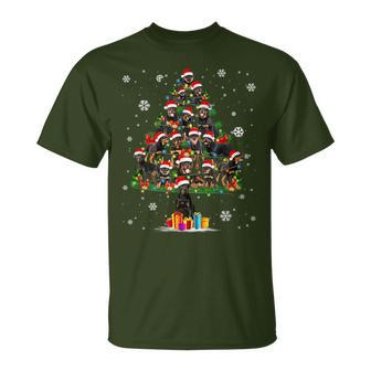 Holiday Xmas Light Santa Rottweiler Dog Christmas Tree T-Shirt - Thegiftio UK