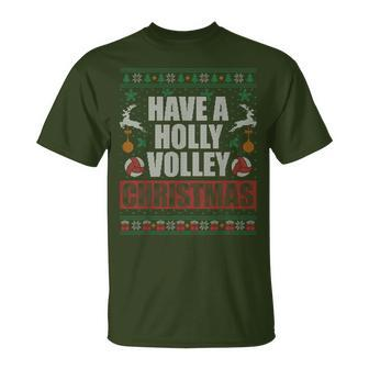 A Holly Volley Christmas Volleyball Ugly Xmas Sweater Mens T-Shirt - Monsterry AU