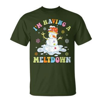 I'm Having A Meltdown Winter Christmas Melting Snowman T-Shirt - Seseable