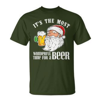 It's The Most Wonderful Time For A Beer Christmas Santa T-Shirt - Monsterry DE