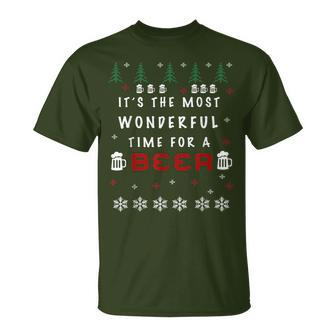 It's The Most Wonderful Time For A Beer Ugly Christmas T-Shirt - Monsterry AU