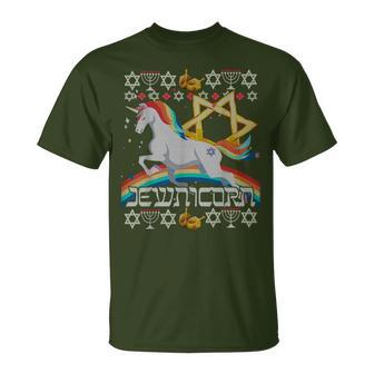 Jewnicorn Unicorn Ugly Hanukkah Chanukah Jewish T-Shirt - Monsterry UK