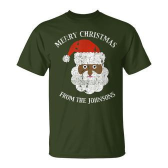 Johnson Family Last Name Surname Santa Merry Christmas T-Shirt - Seseable