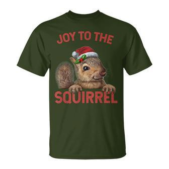 Joy To The Squirrel Christmas Squirrel T-Shirt - Monsterry