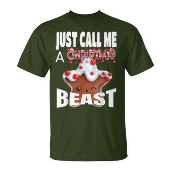 Just Call A Christmas Beast Cute Ginger Bread Star Cookie T-Shirt - Monsterry DE