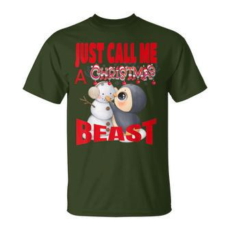 Just Call A Christmas Beast With Cute Penguin And Snowman T-Shirt - Monsterry AU