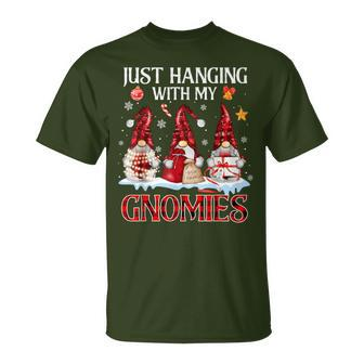 Just Hanging With My Gnomies Pajama Cute Gnome Christmas T-Shirt - Monsterry UK