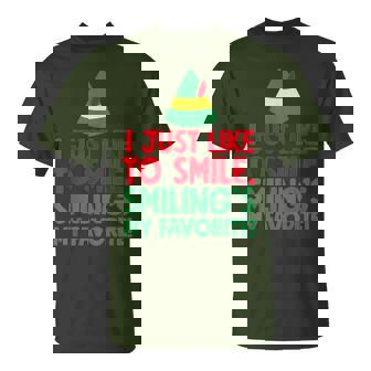Just Like To Smile Smiling's My Favorite Elf Christmas T-Shirt - Seseable