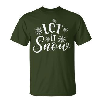 Let It Snow Christmas Positive Slogan Black And White Xmas T-Shirt - Monsterry UK