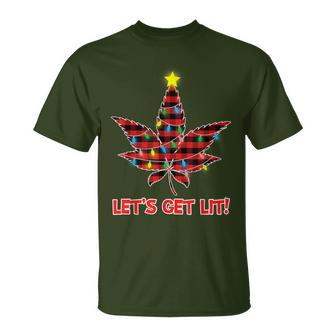 Let's Get Lit Christmas Marijuana Cannabis Weed Ugly T-Shirt - Monsterry