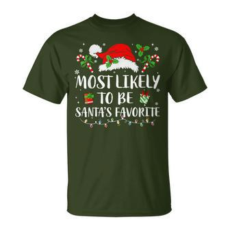 Most Likely To Be Christmas Santa's Favorite Family Pajamas T-Shirt - Monsterry CA