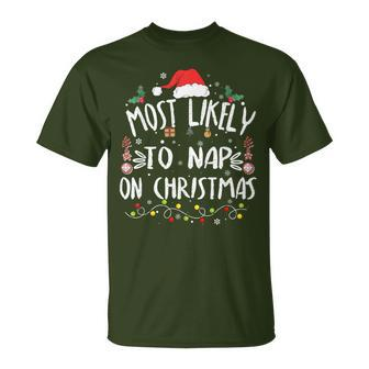 Most Likely To Nap On Christmas Award-Winning Relaxation T-Shirt | Mazezy