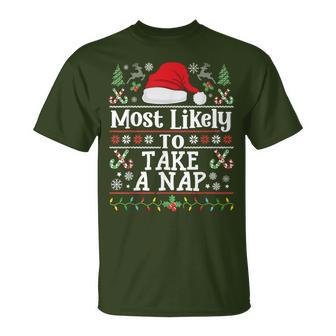 Most Likely To Take A Nap Matching Christmas Family T-Shirt - Monsterry DE