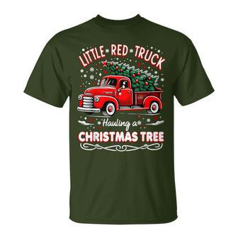 Little Red Truck Hauling A Christmas Tree T-Shirt | Mazezy
