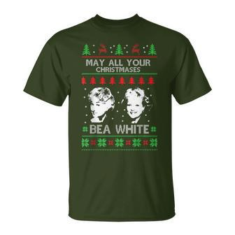 May All Your Christmases Bea White Holiday Festive T-Shirt - Seseable